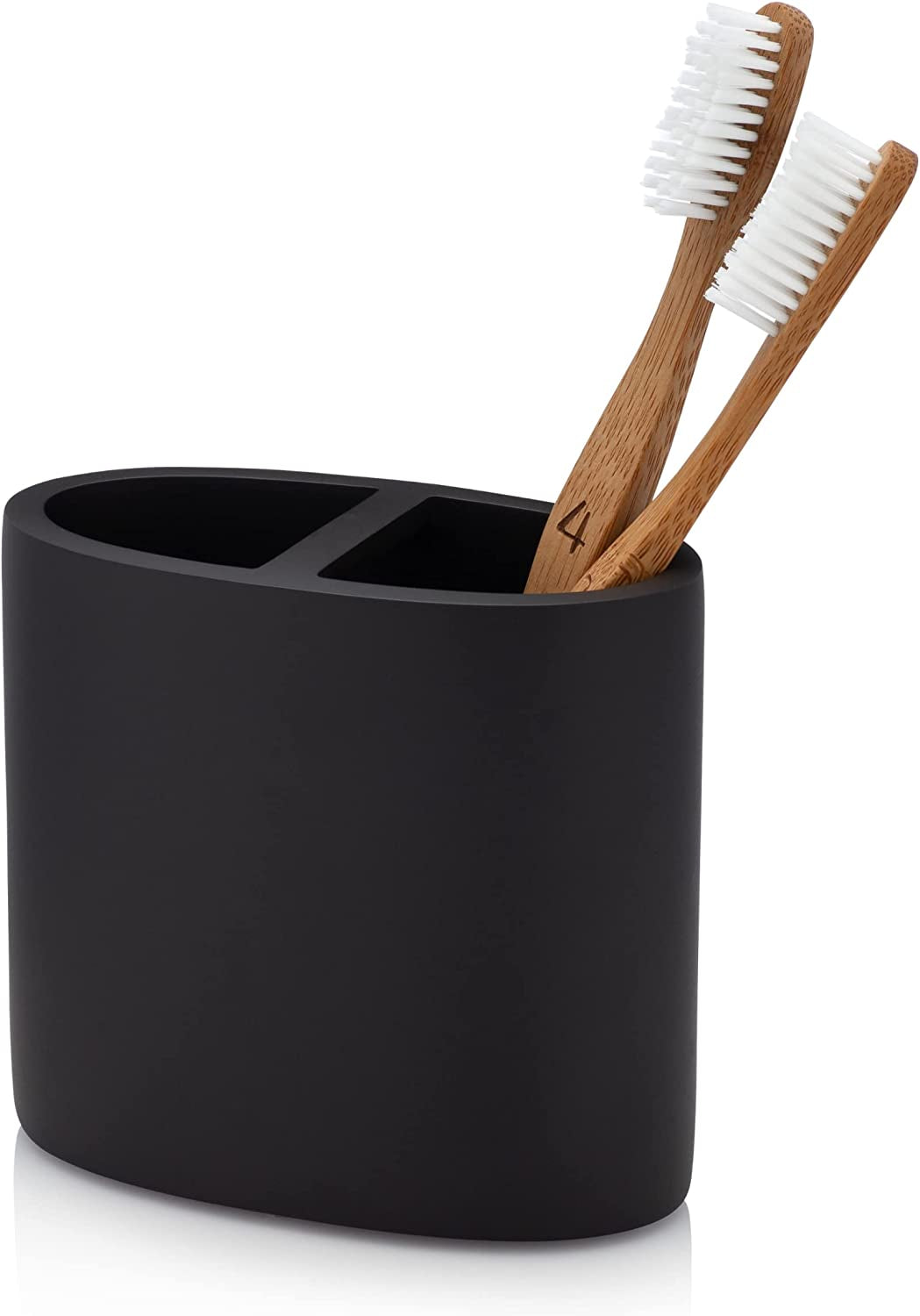 Sleek Matte Black Toothbrush Holder - Perfect for Chic Vanity Decor